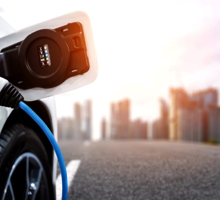 EV charging station for electric car in concept of green energy and eco power